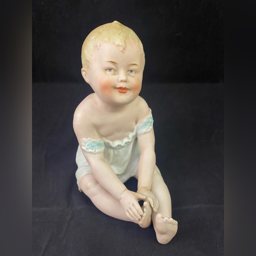 Antique Gebruder Heubach German Porcelain Piano Baby Figurine
